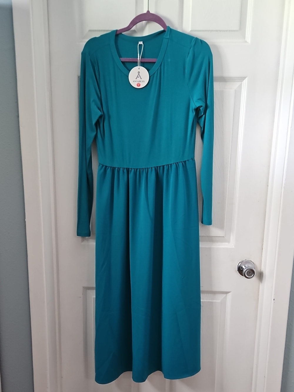 Long Sleeve Teal Women’s Dress - Anrabess